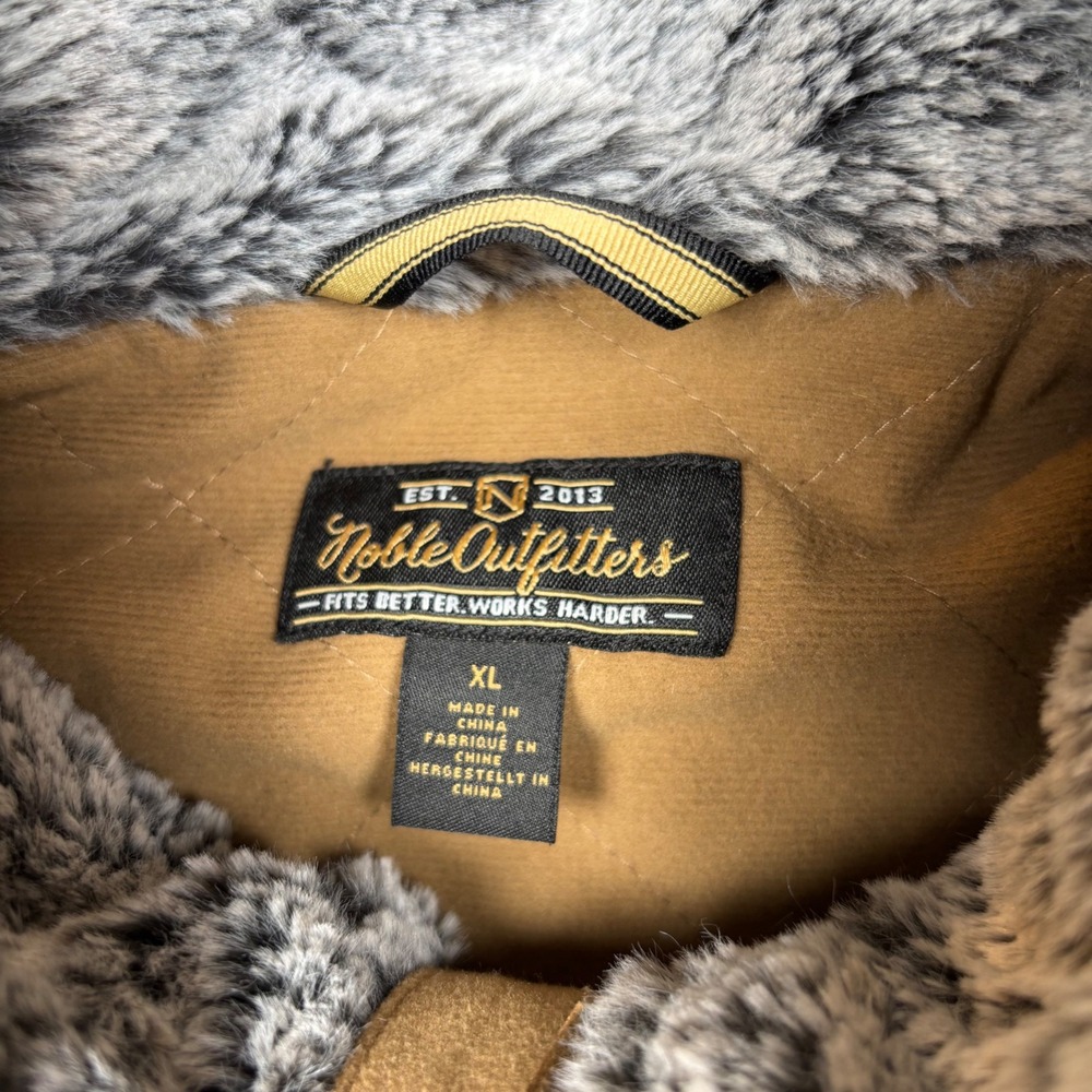 Noble Outfitters Canvas Vest Women XL Brown Faux Fur Lined Quilted Workwear - Picture 2 of 10